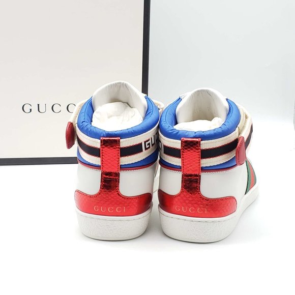 100% Authentic Gucci Ace Stripe High Top Sneaker Unisex - Picture 4 of 11